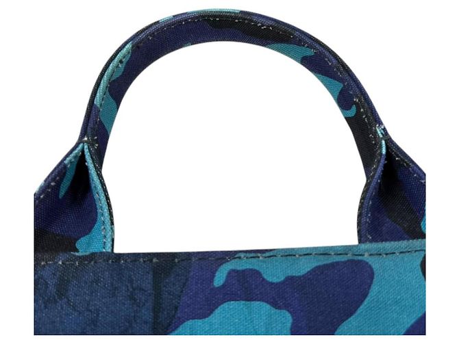 Borsa Tote Prada Camouflage Canapa M a tracolla Blu - vista 13