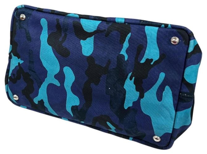 Borsa Tote Prada Camouflage Canapa M a tracolla Blu - vista 5