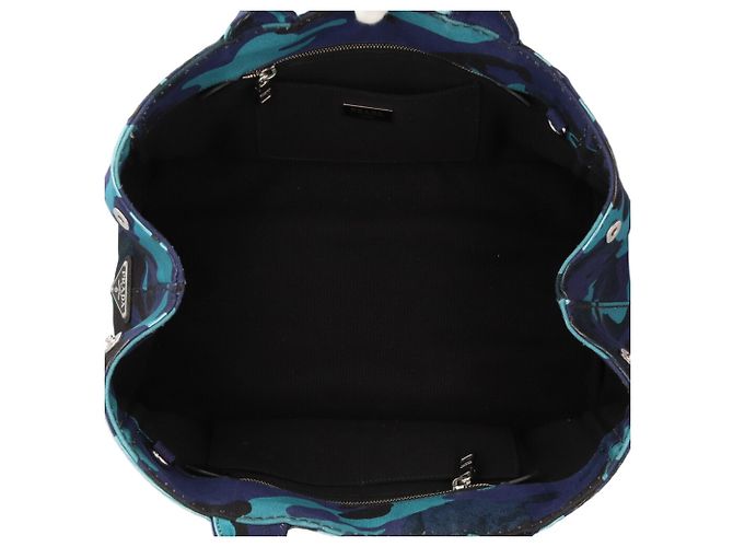 Borsa Tote Prada Camouflage Canapa M a tracolla Blu - vista 6