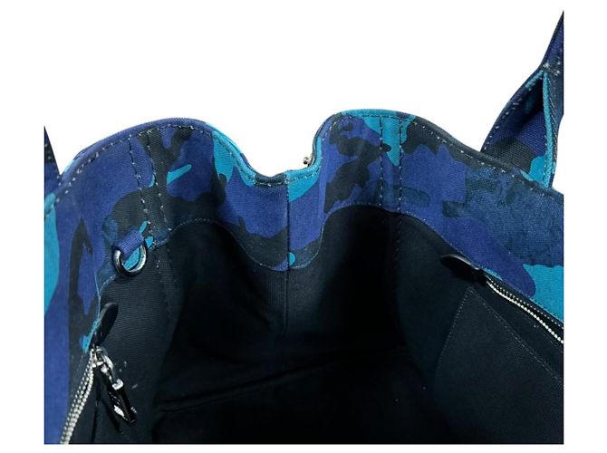 Borsa Tote Prada Camouflage Canapa M a tracolla Blu - vista 7