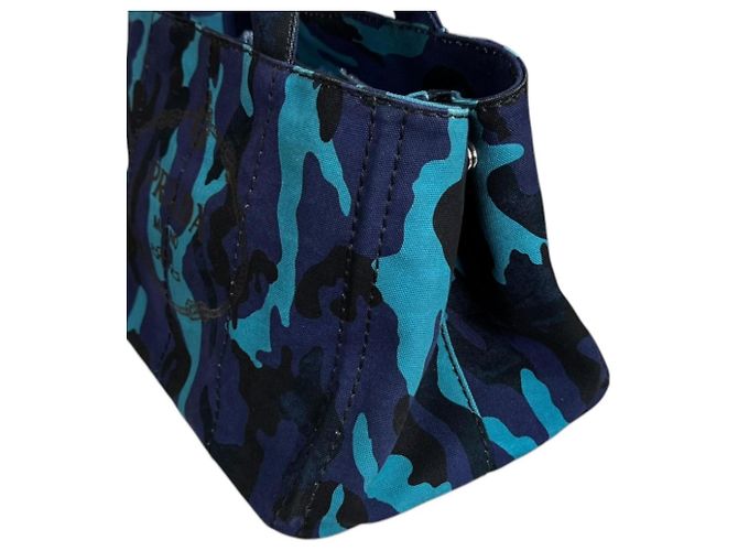Borsa Tote Prada Camouflage Canapa M a tracolla Blu - vista 9