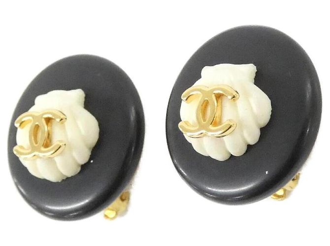 Orecchini a clip Chanel Nero, Oro e Bianco D'oro - vista 2