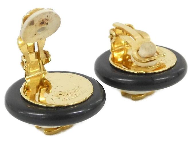 Orecchini a clip Chanel Nero, Oro e Bianco D'oro - vista 3