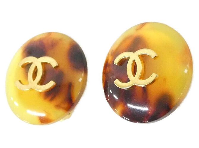 Chanel Clip-Ohrringe braun und gold Golden - Ansicht 2