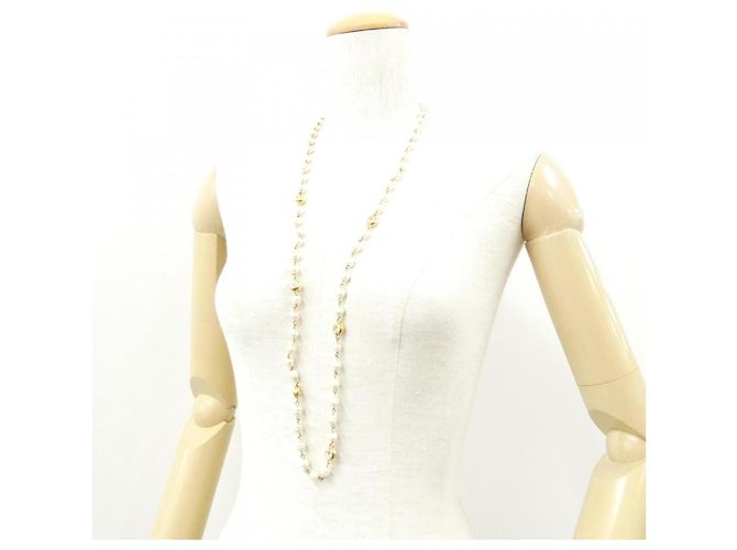 Collana di perle artificiali oro e bianco Chanel D'oro - vista 7