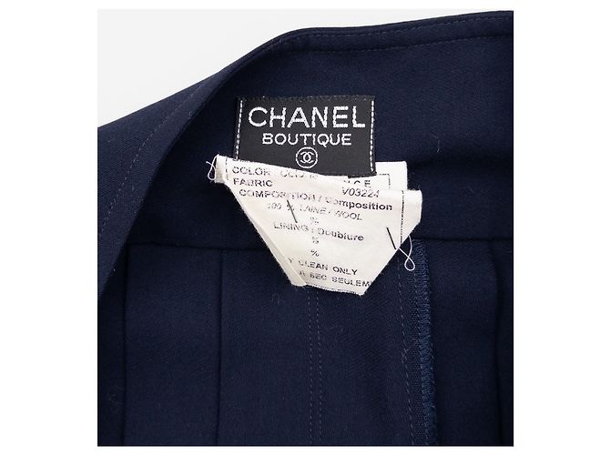 Minifalda plisada con botones Chanel by Karl Lagerfeld SS94 Azul marino - vista 4