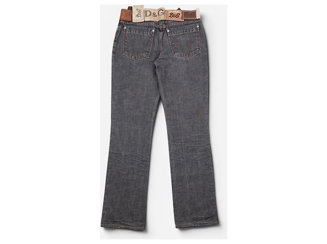 Dolce & Gabbana AW03 Flared Bootcut Multi Patch Tag Denim Jeans Grigio - vista 2