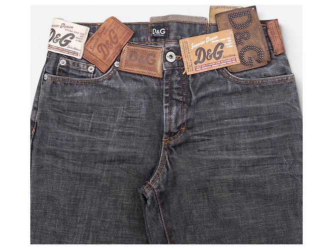 Dolce & Gabbana AW03 Flared Bootcut Multi Patch Tag Denim Jeans Grigio - vista 3