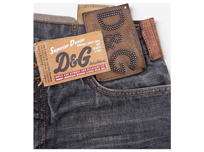Dolce & Gabbana AW03 Flared Bootcut Multi Patch Tag Denim Jeans Grigio - vista 4