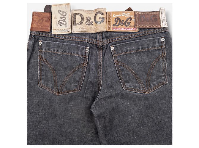 Dolce & Gabbana AW03 Flared Bootcut Multi Patch Tag Denim Jeans Grigio - vista 5