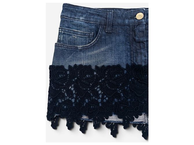 Mini gonna in denim con bordo in pizzo floreale Dolce & Gabbana anni 2000 - vista 3