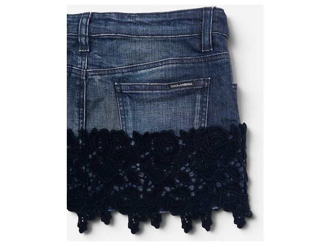Mini gonna in denim con bordo in pizzo floreale Dolce & Gabbana anni 2000 - vista 4