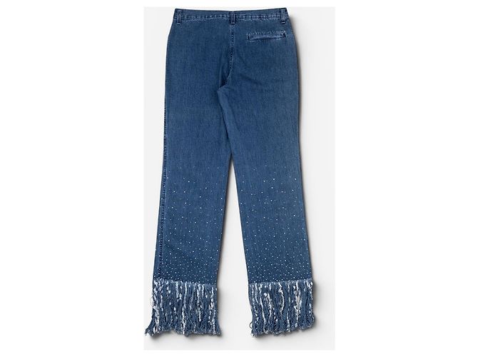 Vaqueros de denim con flecos y pedrería Fendi años 2000 Azul - vista 2