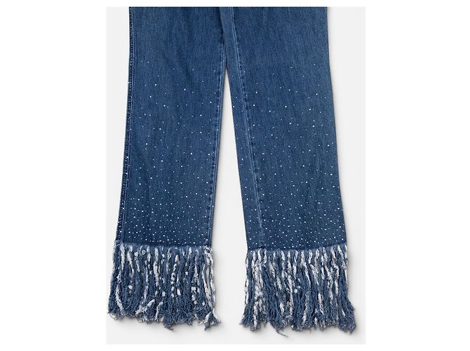 Vaqueros de denim con flecos y pedrería Fendi años 2000 Azul - vista 4