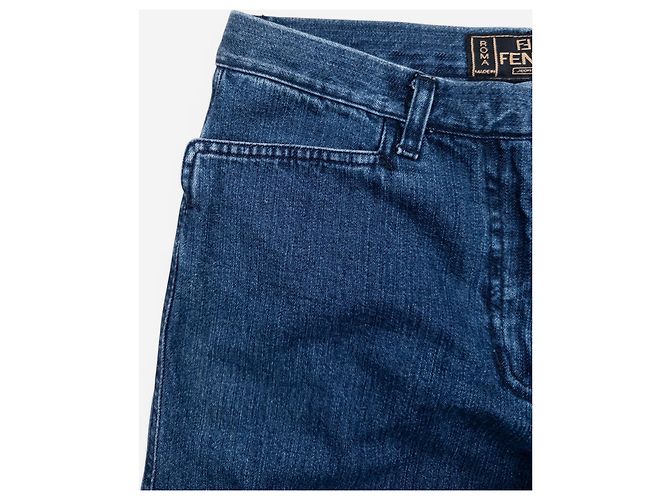 Vaqueros de denim con flecos y pedrería Fendi años 2000 Azul - vista 5