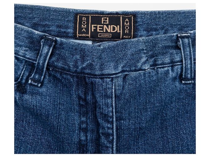 Vaqueros de denim con flecos y pedrería Fendi años 2000 Azul - vista 6