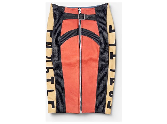 Falda lápiz biker de cuero Jean Paul Gaultier AW86 'Russian Constructivist' Azul - vista 2