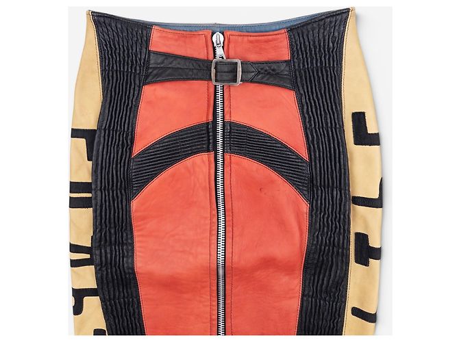 Falda lápiz biker de cuero Jean Paul Gaultier AW86 'Russian Constructivist' Azul - vista 4