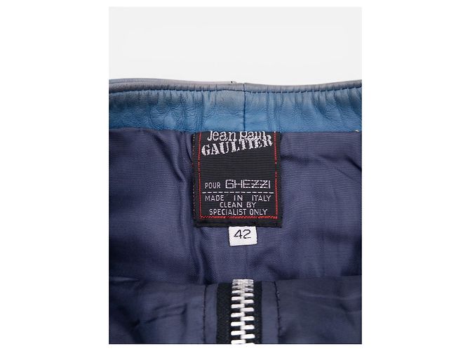 Falda lápiz biker de cuero Jean Paul Gaultier AW86 'Russian Constructivist' Azul - vista 5