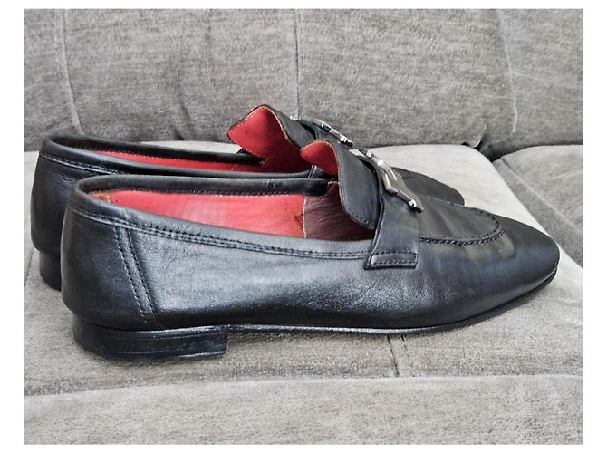 Mocassini in pelle nera Hermès con fibbia 'H' Nero - vista 10