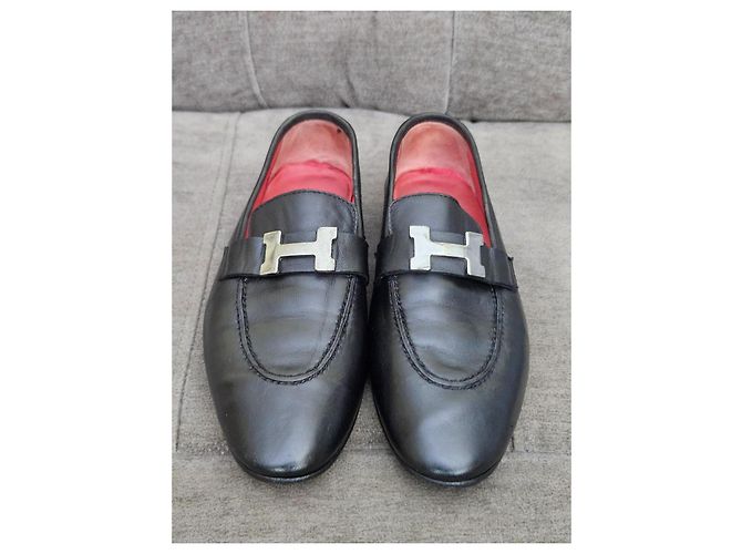 Mocassini in pelle nera Hermès con fibbia 'H' Nero - vista 13