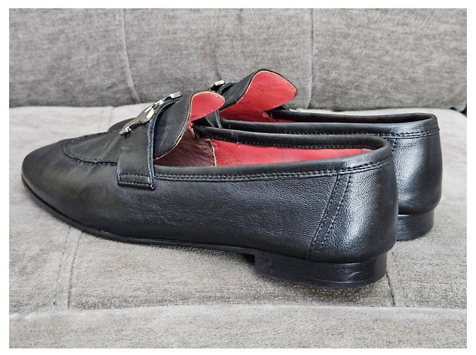 Mocassini in pelle nera Hermès con fibbia 'H' Nero - vista 8