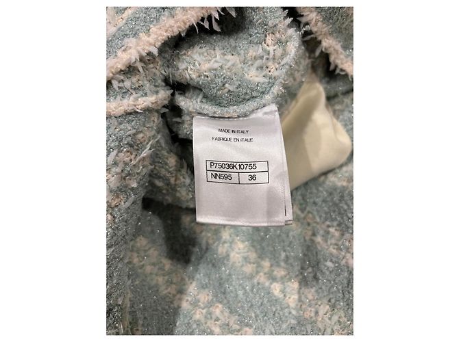 Chanel Tweed-Minikleid Hellgrün/Weiß FR 36 - Ansicht 4