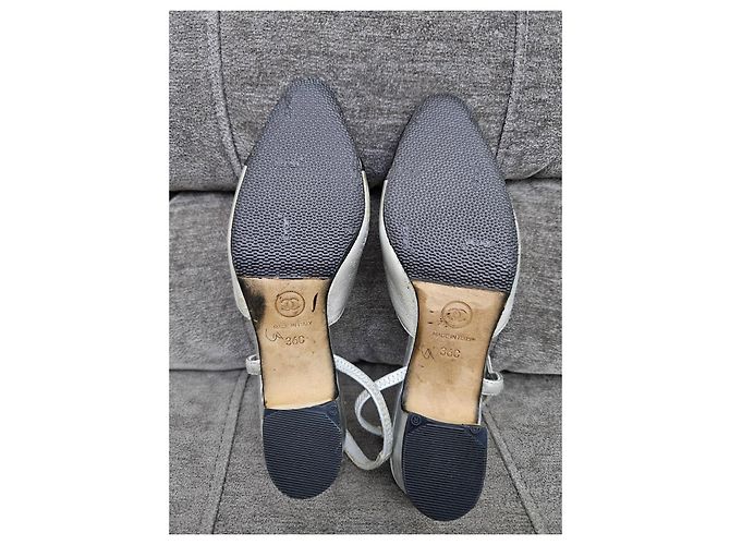 Timeless Sandalias slingback de punta cuadrada en cuero negro/plata Chanel Talla 36 - vista 20