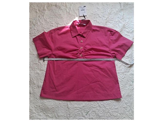 Camicia Zapa rosa con volant maniche corte - vista 4