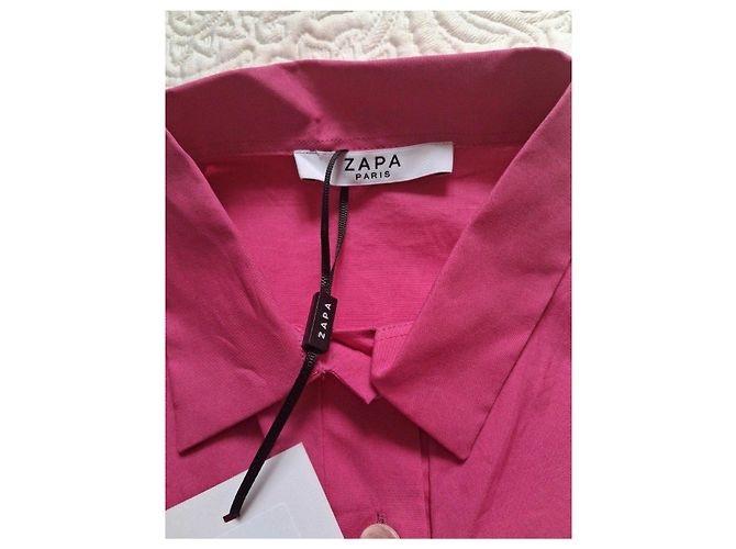 Camicia Zapa rosa con volant maniche corte - vista 8