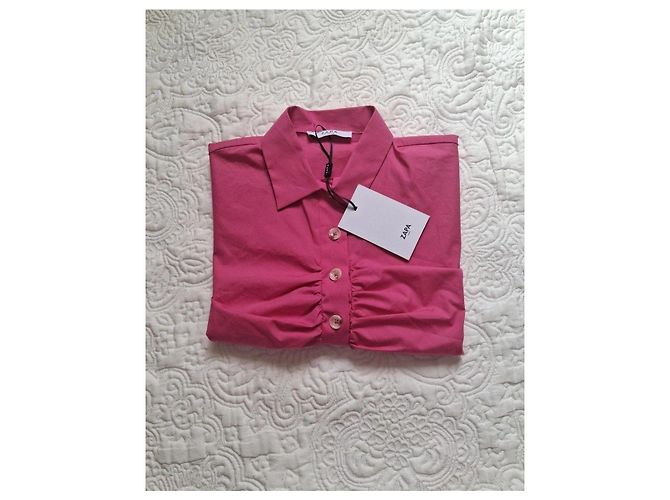 Camicia Zapa rosa con volant maniche corte - vista 9
