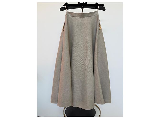 Valentino Falda Maxi de Lino Beige - vista 3