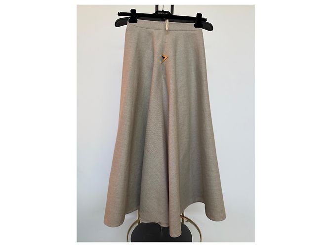 Valentino Falda Maxi de Lino Beige - vista 4