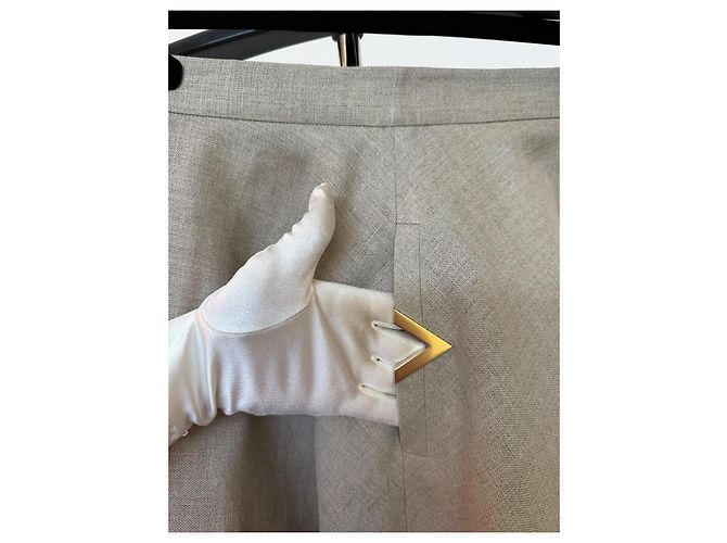 Valentino Falda Maxi de Lino Beige - vista 5