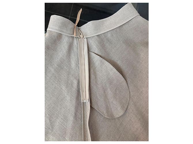 Valentino Falda Maxi de Lino Beige - vista 6