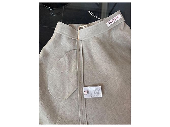Valentino Falda Maxi de Lino Beige - vista 7