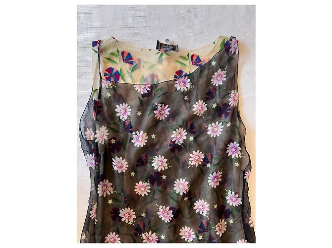 Abito Gianni Versace Couture Mesh Floreale Rosa Bianco Blu Multicolore Verde - vista 4