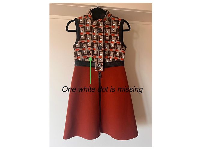 Louis Vuitton Runway Kleid Geometrisches Muster Braun Schwarz Weiß Rot Orange - Ansicht 8