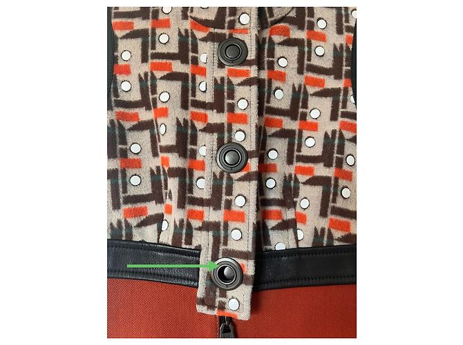 Louis Vuitton Runway Kleid Geometrisches Muster Braun Schwarz Weiß Rot Orange - Ansicht 9