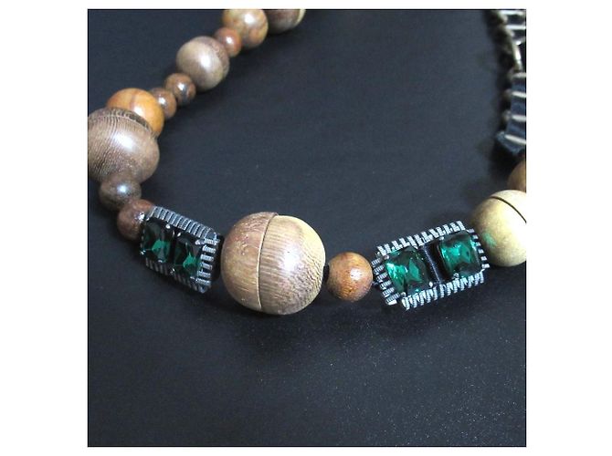 Collana con perline in legno Marni Marrone - vista 3