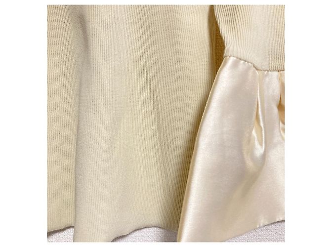 Autre Marque CELFORD Bell Sleeve Rippstrick-Pullover Beige - Ansicht 3