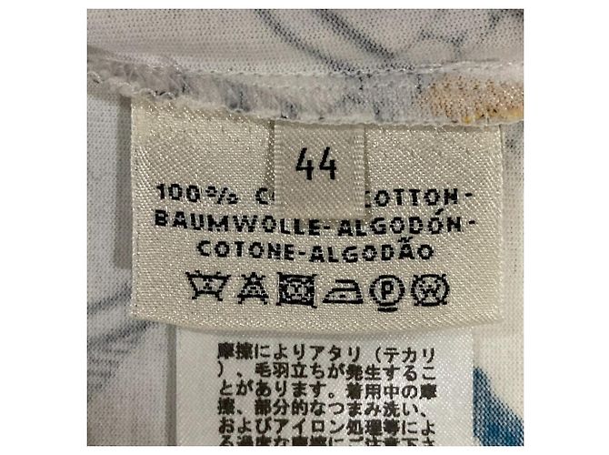Hermès Camiseta de algodão Hermes parcours sans faute Branco Azul Amarelo - vista 7