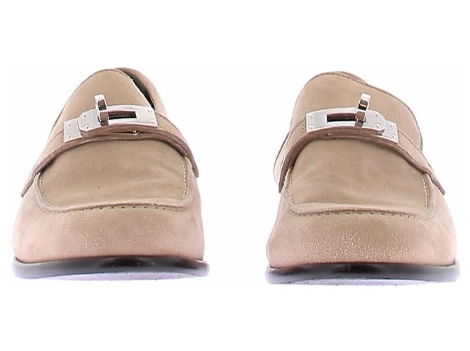 Hermès Mocassini Destin in scamosciato beige - vista 3