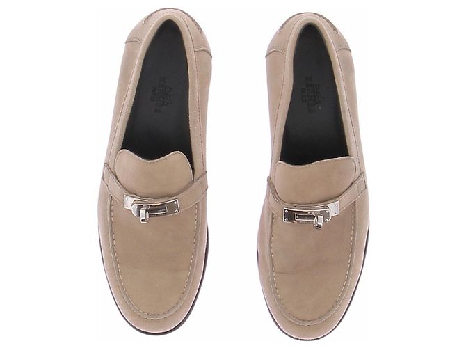 Hermès Mocassini Destin in scamosciato beige - vista 4