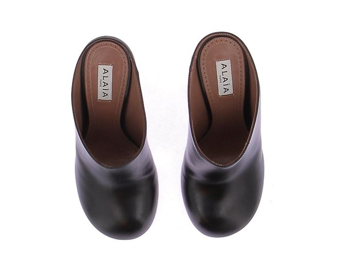 Mule Alaïa in pelle nera Nero - vista 4