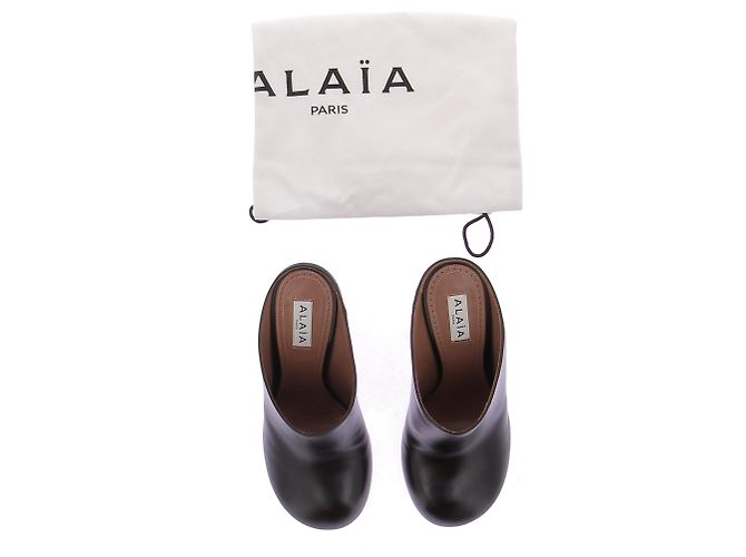 Mule Alaïa in pelle nera Nero - vista 8
