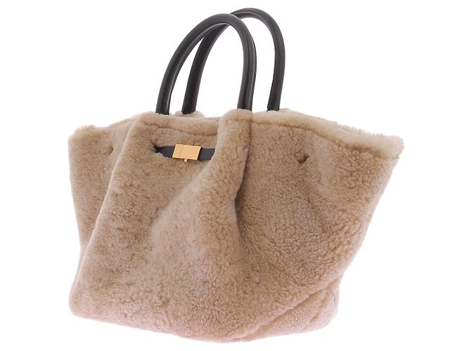 Autre Marque Borsa tote in lana DEMELLIER Beige - vista 2