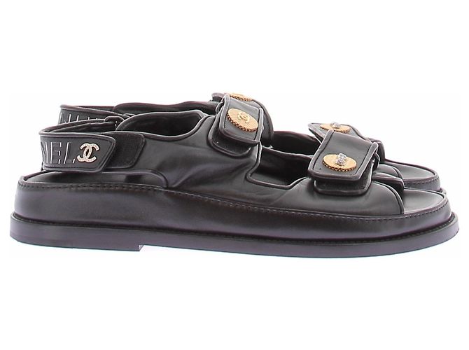 Chanel Sandali Dad in pelle nera Nero - vista 6
