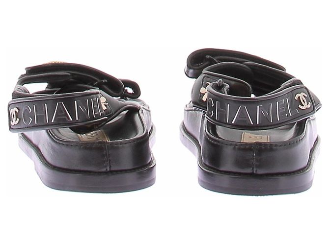 Chanel Sandali Dad in pelle nera Nero - vista 7
