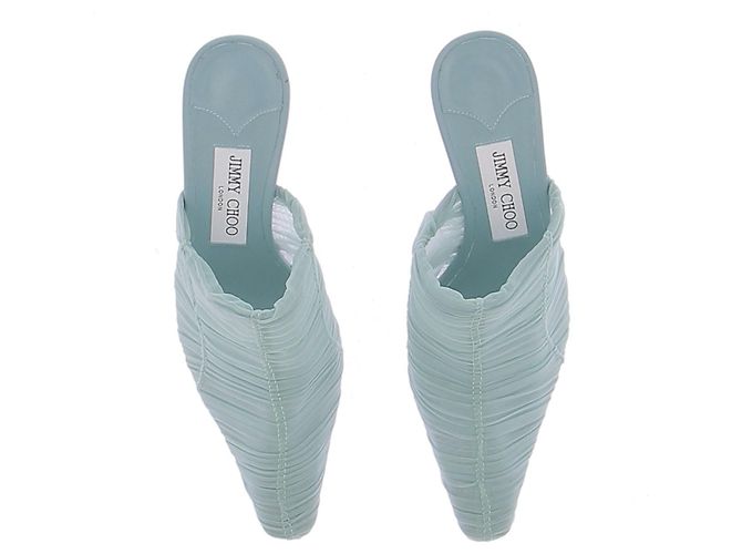 Jimmy Choo Mules Lotta 65 in tulle Blu - vista 4